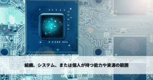 組織、システム、または個人が持つ能力や資源の範囲