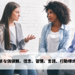 さまざまな価値観、信念、習慣、言語、行動様式を理解