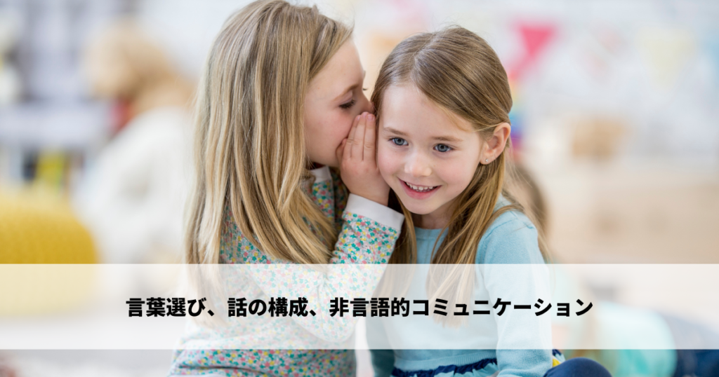 言葉選び、話の構成、非言語的コミュニケーション