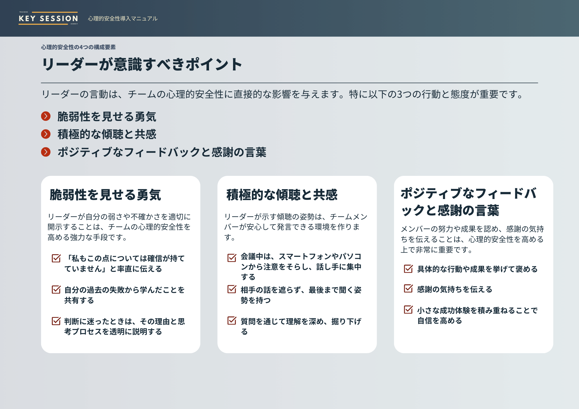 リーダーが取るべき行動と態度