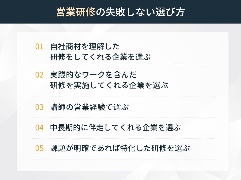 営業研修の失敗しない選び方