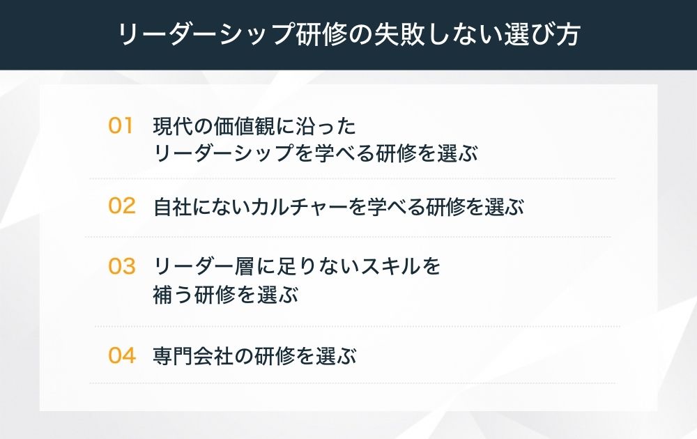 リーダーシップ研修の失敗しない選び方