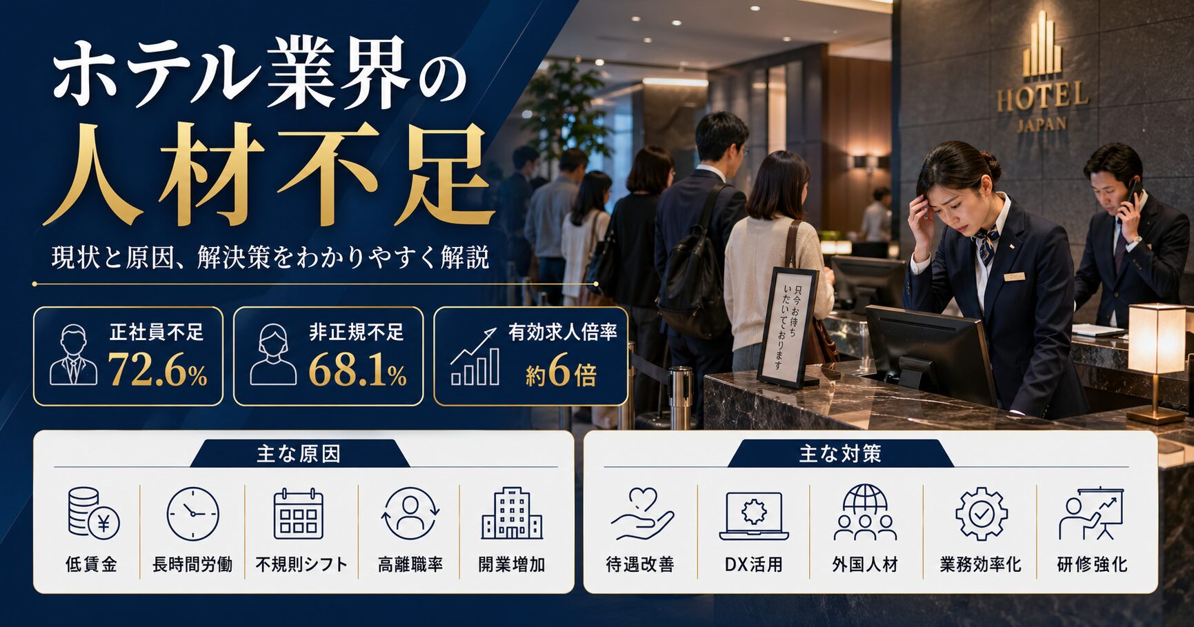 ホテルの人材不足を乗り越える - 原因と効果的な対策方法を解説